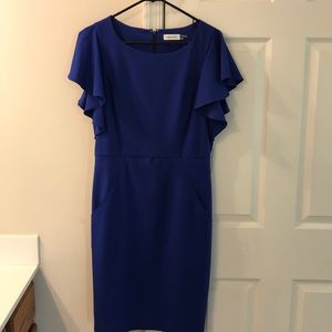 Calvin Klein Royal Blue Ruffle Sleeve Dress